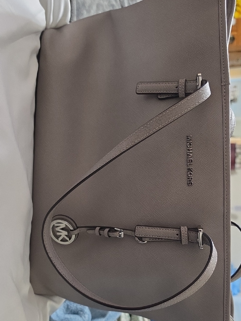 Michael Kors Taupe Saffiano Messenger Bag